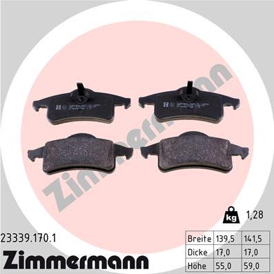 Zimmermann 23339.170.1 - Тормозные колодки, дисковые, комплект autosila-amz.com