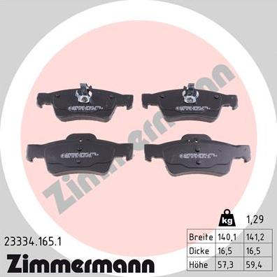 Zimmermann 23334.165.1 - Колодки тормозные дисковые MB-Benz autosila-amz.com