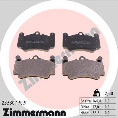 Zimmermann 23330.170.9 - Тормозные колодки, дисковые, комплект autosila-amz.com