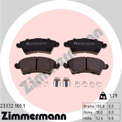 Zimmermann 23332.180.1 - Тормозные колодки, дисковые, комплект autosila-amz.com