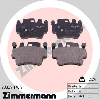 Zimmermann 23329.170.9 - Тормозные колодки, дисковые, комплект autosila-amz.com