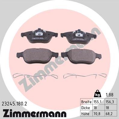Zimmermann 23245.180.2 - Тормозные колодки, дисковые, комплект autosila-amz.com