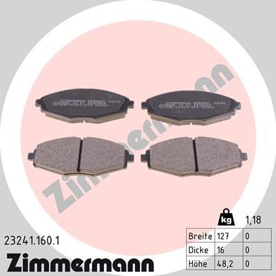 Zimmermann 23241.160.1 - Тормозные колодки, дисковые, комплект autosila-amz.com