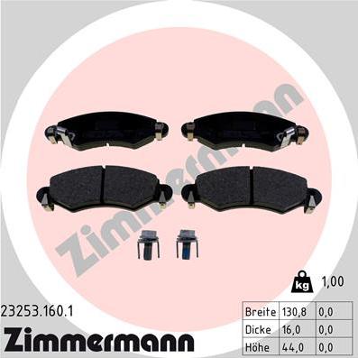 Zimmermann 23253.160.1 - Тормозные колодки, дисковые, комплект autosila-amz.com