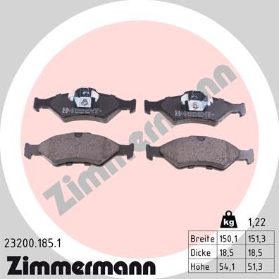 Zimmermann 23200.185.1 - Тормозные колодки, дисковые, комплект autosila-amz.com