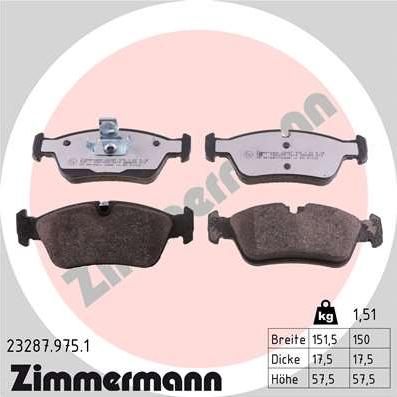 Zimmermann 23287.975.1 - Тормозные колодки, дисковые, комплект autosila-amz.com