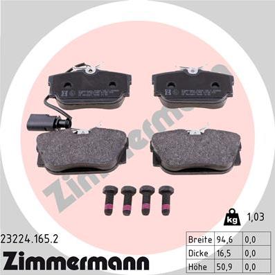 Zimmermann 23224.165.2 - Тормозные колодки, дисковые, комплект autosila-amz.com
