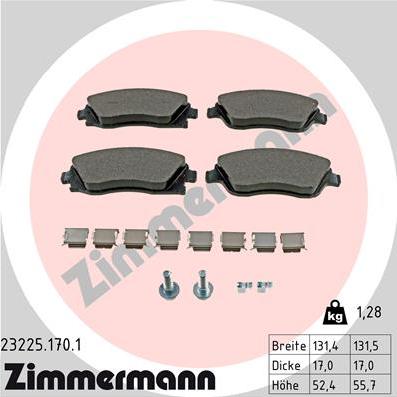 Zimmermann 23225.170.1 - Тормозные колодки, дисковые, комплект autosila-amz.com