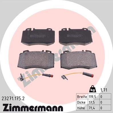 Zimmermann 23271.175.2 - Тормозные колодки, дисковые, комплект autosila-amz.com