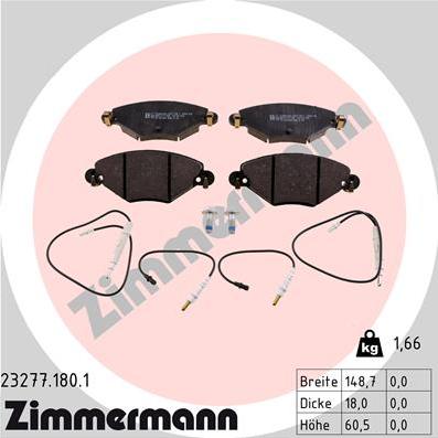 Zimmermann 23277.180.1 - Тормозные колодки, дисковые, комплект autosila-amz.com