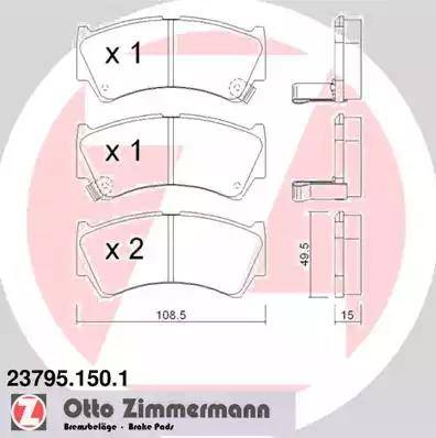 Zimmermann 23795.150.1 - Тормозные колодки, дисковые, комплект autosila-amz.com