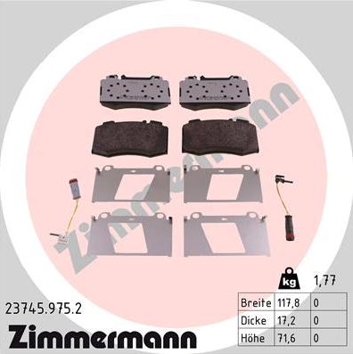 Zimmermann 23745.975.2 - Тормозные колодки, дисковые, комплект autosila-amz.com