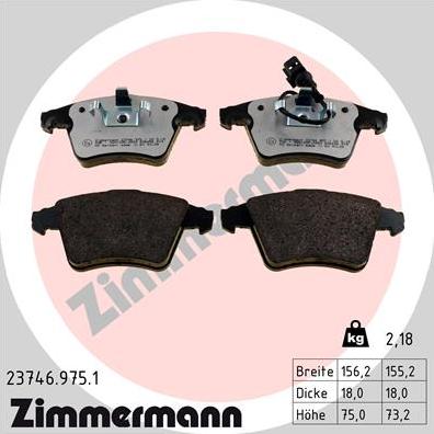 Zimmermann 23746.975.1 - Тормозные колодки, дисковые, комплект autosila-amz.com