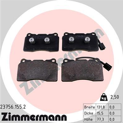 Zimmermann 23756.155.2 - Тормозные колодки, дисковые, комплект autosila-amz.com