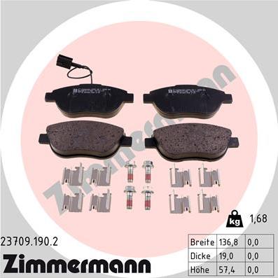 Zimmermann 23709.190.2 - Тормозные колодки, дисковые, комплект autosila-amz.com