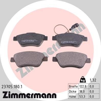 Zimmermann 23705.180.1 - Тормозные колодки, дисковые, комплект autosila-amz.com