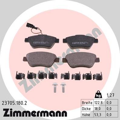 Zimmermann 23705.180.2 - Тормозные колодки, дисковые, комплект autosila-amz.com