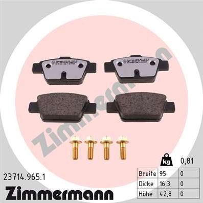 Zimmermann 23714.965.1 - Тормозные колодки, дисковые, комплект autosila-amz.com