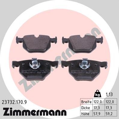 Zimmermann 23732.170.9 - Тормозные колодки, дисковые, комплект autosila-amz.com