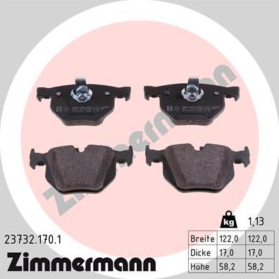 Zimmermann 23732.170.1 - Тормозные колодки, дисковые, комплект autosila-amz.com