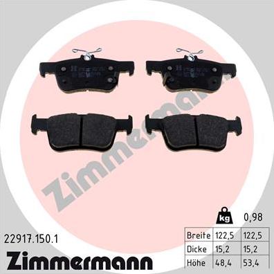 Zimmermann 22917.150.1 - Тормозные колодки, дисковые, комплект autosila-amz.com