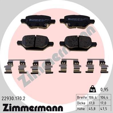 Zimmermann 22930.170.2 - Тормозные колодки, дисковые, комплект autosila-amz.com