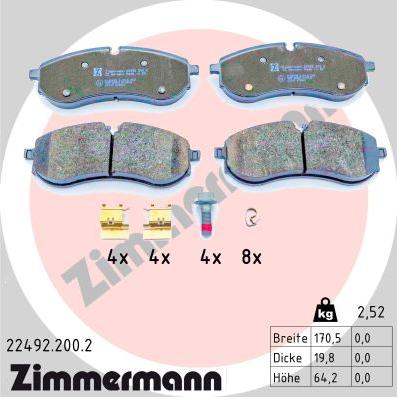 Zimmermann 22492.200.2 - Тормозные колодки, дисковые, комплект autosila-amz.com