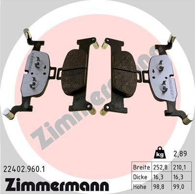 Zimmermann 22402.960.1 - Тормозные колодки, дисковые, комплект autosila-amz.com