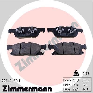 Zimmermann 22412.180.1 - Тормозные колодки, дисковые, комплект autosila-amz.com