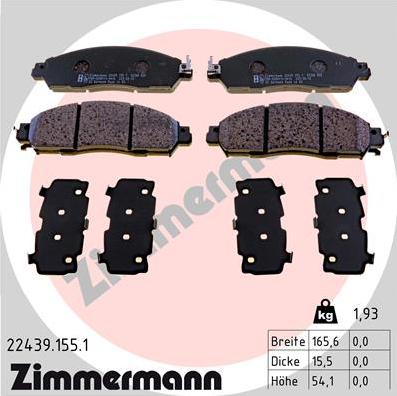 Zimmermann 22439.155.1 - Тормозные колодки, дисковые, комплект autosila-amz.com