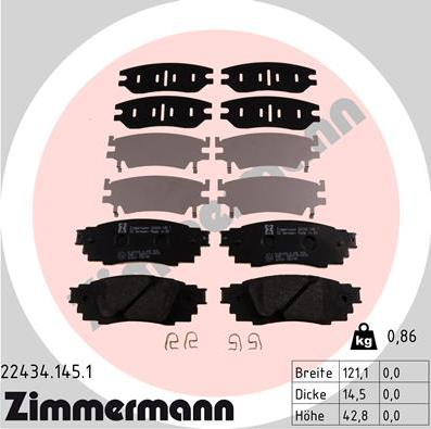 Zimmermann 22434.145.1 - Тормозные колодки, дисковые, комплект autosila-amz.com