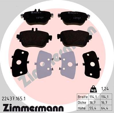 Zimmermann 22437.165.1 - Тормозные колодки, дисковые, комплект autosila-amz.com