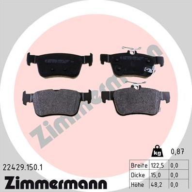 Zimmermann 22429.150.1 - Тормозные колодки, дисковые, комплект autosila-amz.com