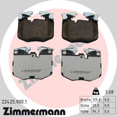 Zimmermann 22425.900.1 - Тормозные колодки, дисковые, комплект autosila-amz.com