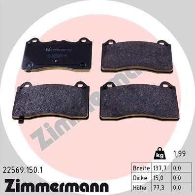 Zimmermann 22569.150.1 - Тормозные колодки, дисковые, комплект autosila-amz.com
