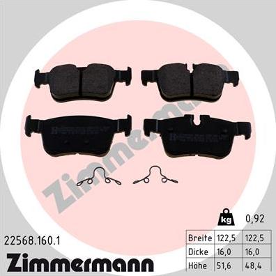 Zimmermann 22568.160.1 - Тормозные колодки, дисковые, комплект autosila-amz.com