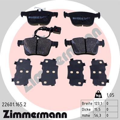 Zimmermann 22601.165.2 - Тормозные колодки, дисковые, комплект autosila-amz.com