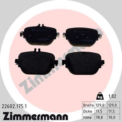 Zimmermann 22602.175.1 - Тормозные колодки, дисковые, комплект autosila-amz.com