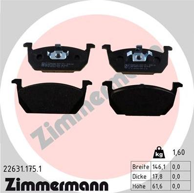 Zimmermann 22631.175.1 - Тормозные колодки, дисковые, комплект autosila-amz.com