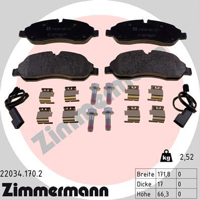 Zimmermann 22034.170.2 - Тормозные колодки, дисковые, комплект autosila-amz.com