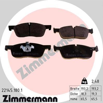 Zimmermann 22145.180.1 - Тормозные колодки, дисковые, комплект autosila-amz.com
