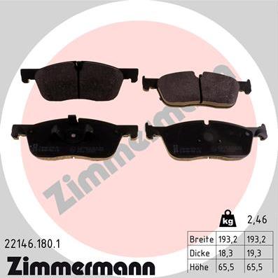 Zimmermann 22146.180.1 - Тормозные колодки, дисковые, комплект autosila-amz.com