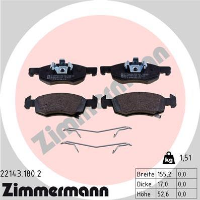 Zimmermann 22143.180.2 - Тормозные колодки, дисковые, комплект autosila-amz.com