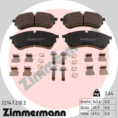 Zimmermann 22147.210.2 - Тормозные колодки, дисковые, комплект autosila-amz.com