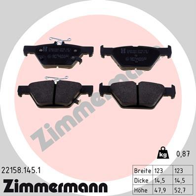 Zimmermann 22158.145.1 - Тормозные колодки, дисковые, комплект autosila-amz.com