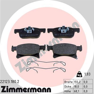 Zimmermann 22123.180.2 - Тормозные колодки, дисковые, комплект autosila-amz.com