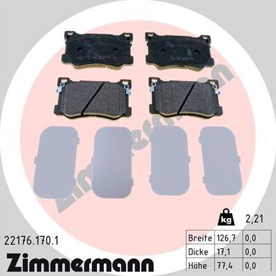 Zimmermann 22176.170.1 - Тормозные колодки, дисковые, комплект autosila-amz.com