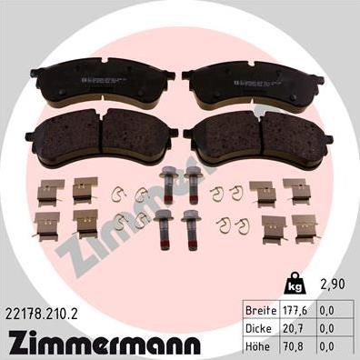 Zimmermann 22178.210.2 - Тормозные колодки, дисковые, комплект autosila-amz.com