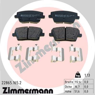Zimmermann 22865.165.2 - Тормозные колодки, дисковые, комплект autosila-amz.com