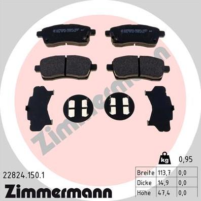 Zimmermann 22824.150.1 - Тормозные колодки, дисковые, комплект autosila-amz.com
